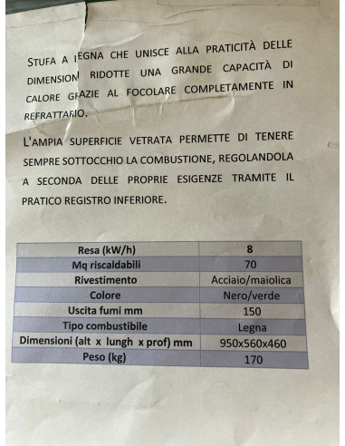 SUPER OFFERTA Stufa a legna BASIC verde