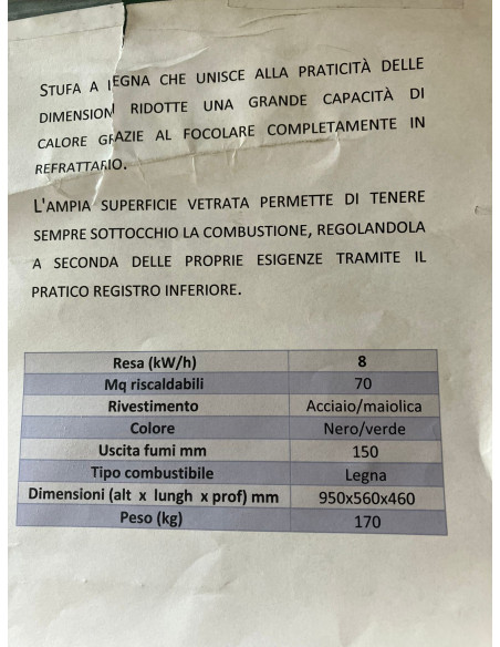 SUPER OFFERTA Stufa a legna BASIC verde