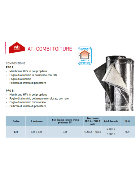 Isolante Termoriflettente ATI COMBI TOITURE: Efficienza e Comfort