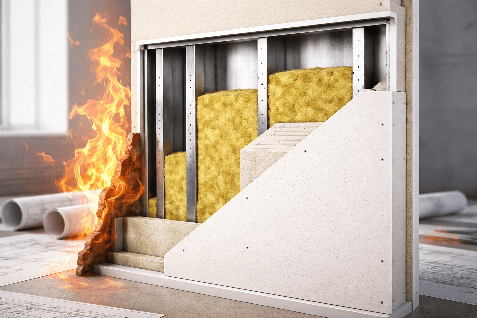 Reazione al fuoco e Resistenza al fuoco: differenze normative e implicazioni nei sistemi a secco termoacustici